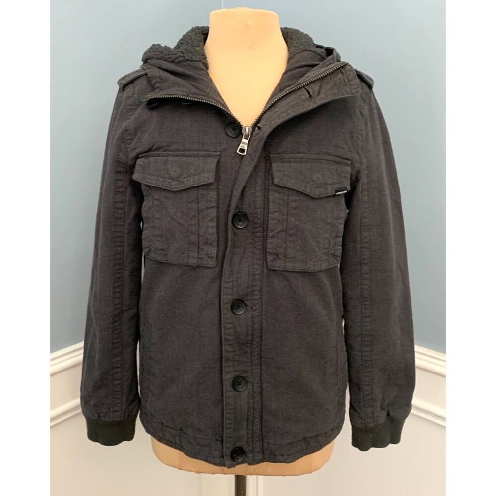 Quiksilver Jacket Womens S Barn Chore Utility Sherpa Plaid Flannel Hooded Coat